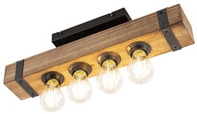 LED Luminária de teto industrial inteligente madeira com aço incl. 4 WiFi A60 - Reena Industrial