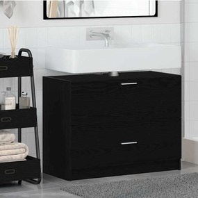 vidaXL Armário de Pia Preto Carvalho 78x37x59 cm Madeira Engenharia