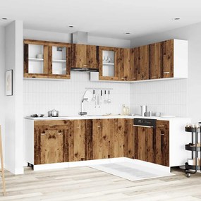vidaXL 11 pcs armário de cozinha conjunto deriv. madeira madeira velha