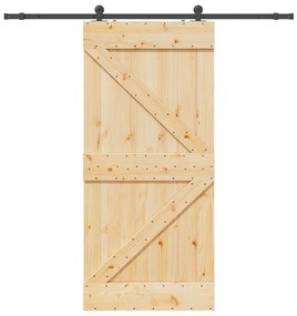 vidaXL Porta de correr c/ ferragens 100x210 cm madeira de pinho maciça