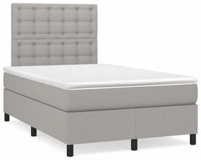 Cama box spring c/ colchão e LED 120x190 cm tecido cinza-claro