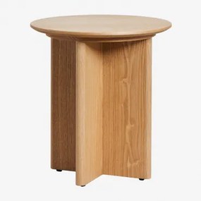 Mesa De Apoio Redonda Em Mdf (ø45 Cm) Saonara Natural - Sklum