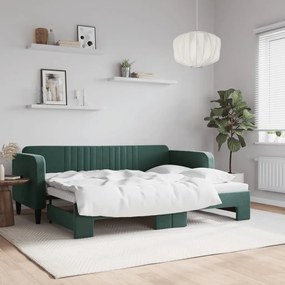 vidaXL Sofá-cama com gavetão 80x200 cm veludo verde-escuro