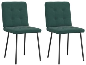 Cadeiras de jantar 2 pcs veludo verde-escuro