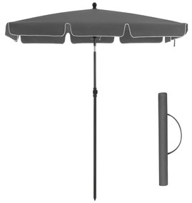 Guarda-sol retangular para varanda SONGMICS 2 x 1,25 m, proteção FPS 50+, proteção solar inclinável, cobertura revestida de PA, bolsa de transporte, terraço de jardim, base não incluída, cinza GPU25GY