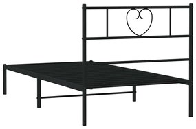 Estrutura de cama com cabeceira 100x200 cm metal preto