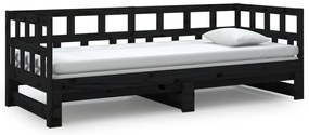 Estrutura sofá-cama de puxar 2x(90x200) cm pinho maciço preto