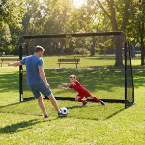 Baliza de futebol 300x200cm Rede PE impermeável Estrutura metálica 8 estacas para treino futebol Preto