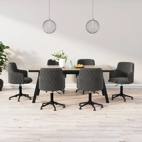 vidaXL Cadeiras de jantar giratórias 6 pcs veludo cinzento-escuro