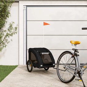 vidaXL Reboque bicicleta p/ animais tecido oxford/ferro preto