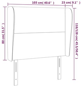 Cabeceira cama c/ abas veludo 103x23x118/128 cm cinzento-claro