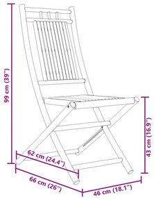 Cadeiras de jardim dobráveis 2 pcs 46x66x99 cm bambu