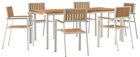 Conjunto de Jantar de Jardim de 7 Peças Madeira Sólida de Teca vidaXL