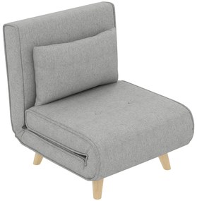 HOMCOM Sofá Cama Poltrona Cama 2 em 1 Individual Dobrável com Encosto Ajustável e Almofada Carga 150kg 72x78x79 cm Cinza | Aosom Portugal