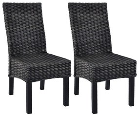 vidaXL Cadeiras de jantar 2 pcs vime Kubu preto + madeira mogno