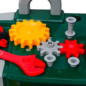 Bancada infantil com ferramentas verde + cinzento