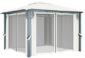Gazebo com cortina 300x300 cm alumínio creme