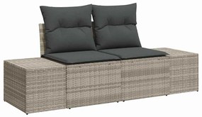 Conjunto de Sofá de Jardim 8 Peças com Almofadas Cinza Claro Rattan Po