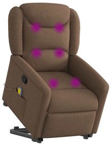 Poltrona reclinável massagens tecido castanho