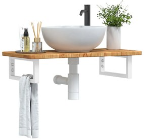 vidaXL Prateleira de parede p/ lavatório aço/madeira carvalho maciça