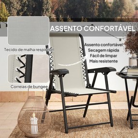 Conjunto de Mesa e Cadeiras de Jardim Móveis de Exterior Dobrável com