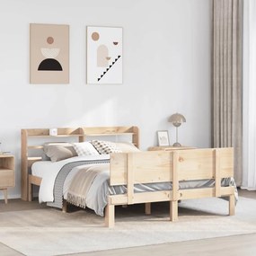 vidaXL Estrutura de cama com cabeceira 140x200 cm pinho maciço