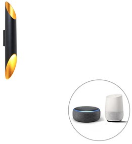 LED Candeeiro de parede inteligente preto 5,6 cm com 2 GU10 Wi-Fi - Organo Moderno