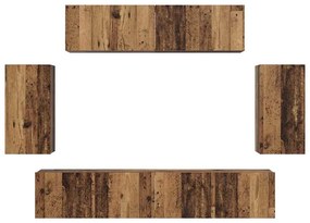 Conjunto de móvel de TV 6 pcs Madeira antiga Médio