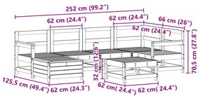 7 pcs conjunto de sofás para jardim madeira de pinho maciça