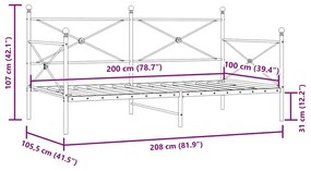 Cama de Dia sem Colchão 100x200 cm aço branco