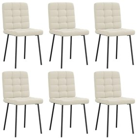 vidaXL Cadeiras de jantar 6 pcs veludo cor creme
