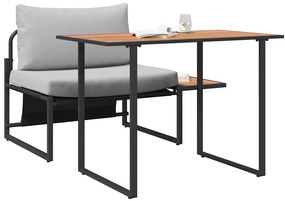 Conjunto de Jantar de Jardim de 2 Peças Cadeira Individual com Almofad