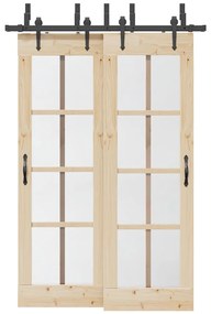 Kit de ferragens para porta deslizante 152,5 cm aço preto