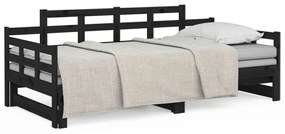 Estrutura sofá-cama de puxar 2x(80x200) cm pinho maciço preto