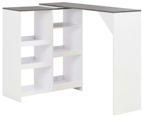 Mesa de bar com prateleira movível branco 138x39x110 cm