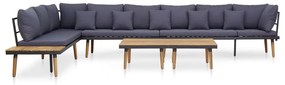 vidaXL 8 lugares conjunto lounge jardim c/ almofadões acácia maciça