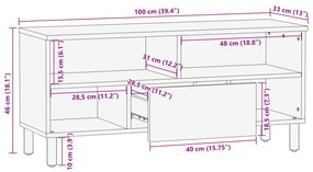 Móvel de TV 100x33x46 cm derivados de madeira preto