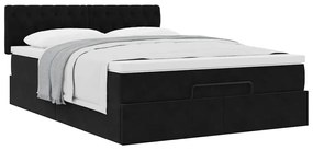 Estrutura de cama otomana com colchão 140x200 cm veludo preto