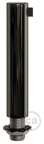 Black pearl finish metal round 7 cm strain relief clamp provided with threaded tube nut and washer