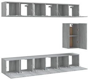 Conjunto móveis de TV 7 pcs madeira processada sonoma cinza