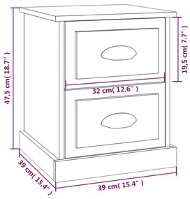 Mesa cabeceira 39x39x47,5cm derivados madeira branco brilhante