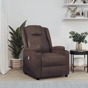 3073790 vidaXL Poltrona reclinável elétrica couro artificial castanho