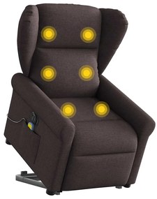 Poltrona elétrica elevatória massagens tecido castanho-escuro