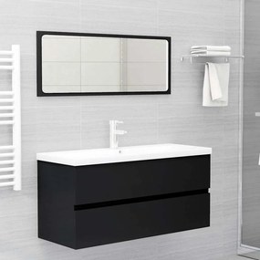 vidaXL 2 pcs conjunto de móveis de casa de banho contraplacado preto