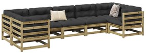 vidaXL 7 pcs conjunto sofás jardim madeira de pinho impregnada