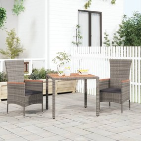 vidaXL Mesa de jardim c/ tampo de madeira vime PE/acácia maciça cinza