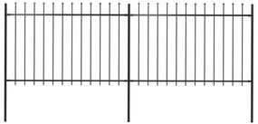 Cerca de jardim com topo em lanças 3,4x1,2 m aço preto