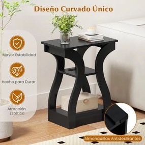 Conjunto de 2 mesas cabeçeira, ou mesas de apoio 50 x 30 x 60,5 cm com estação de carregamento de 3 níveis com prateleiras abertas e portas USB com to