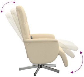 Cadeira de massagens reclinável com apoio de pés tecido creme