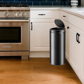 Caixote do lixo em aço inoxidável com sensor e até 30 L, Ø30 x 53 cm Preto